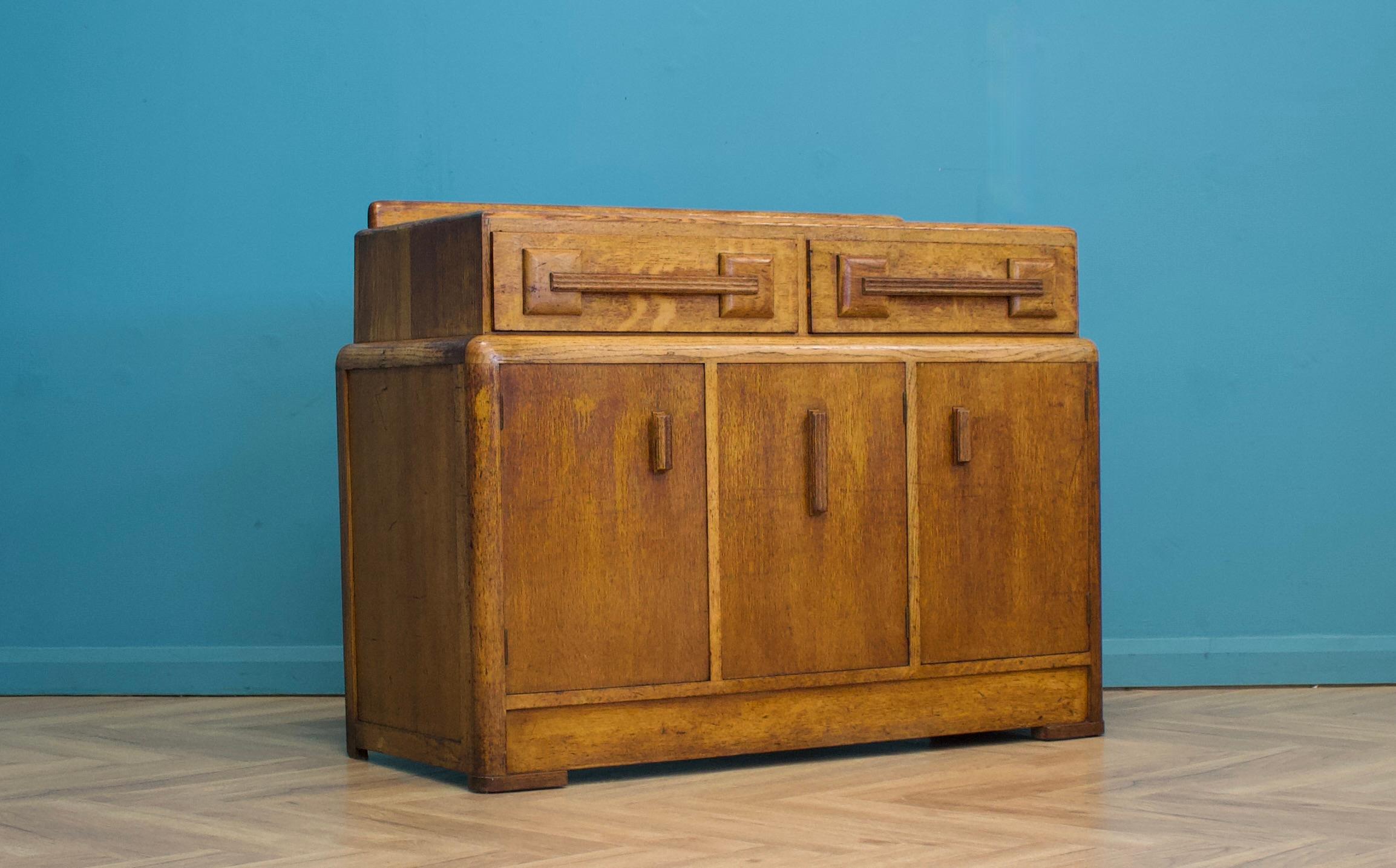 British Art Deco Oak Sideboard G Plan Heals, 1930s For Sale