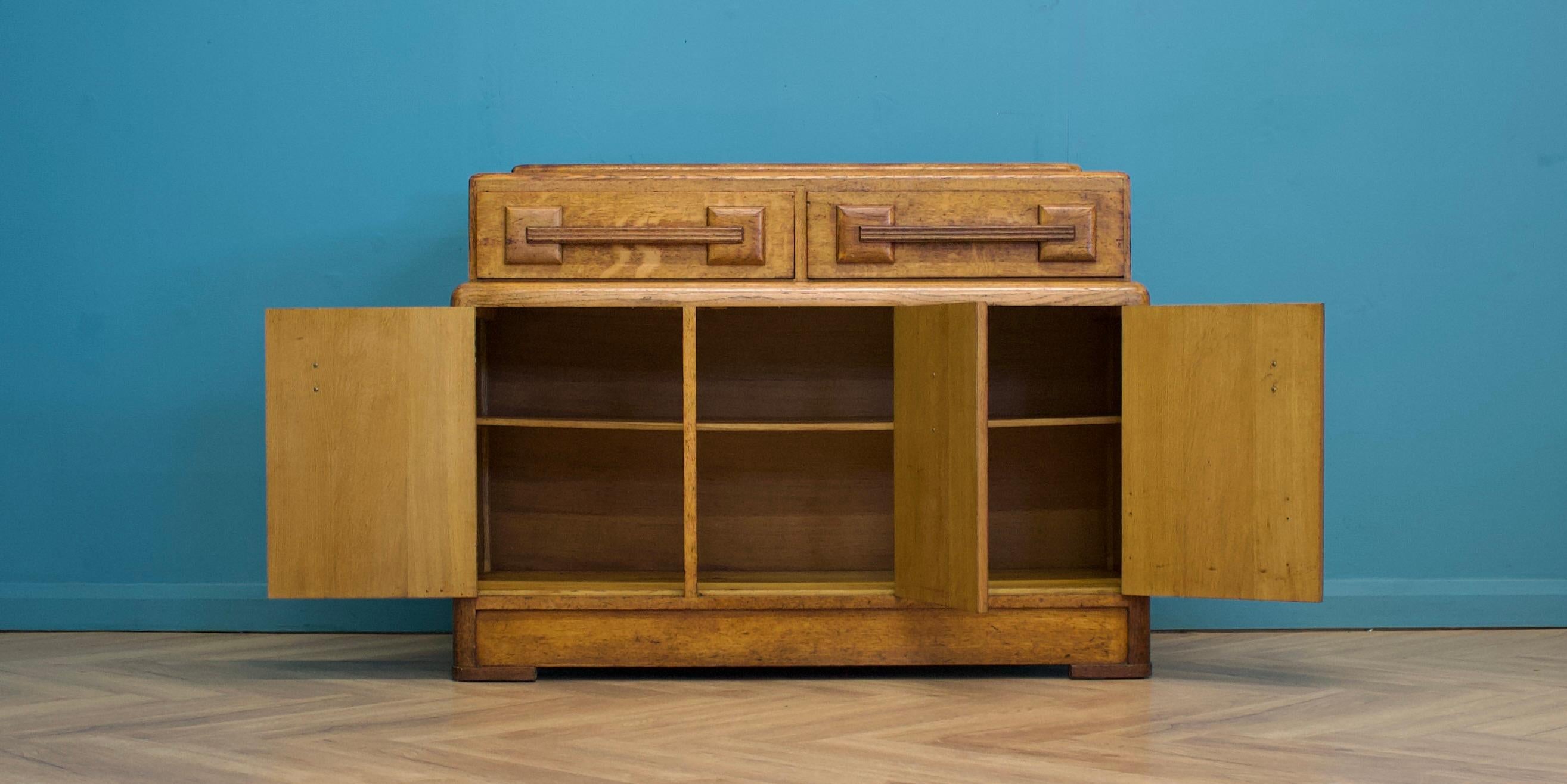 Art Deco Oak Sideboard G Plan Heals, 1930s In Good Condition For Sale In South Shields, GB