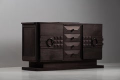 Art Deco Oak Sideboard with Diamond-Studded Doors, France, 1930s