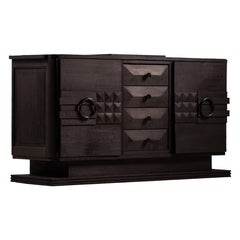 Art Deco Oak Sideboard with Diamond-Studded Doors, France, 1930s