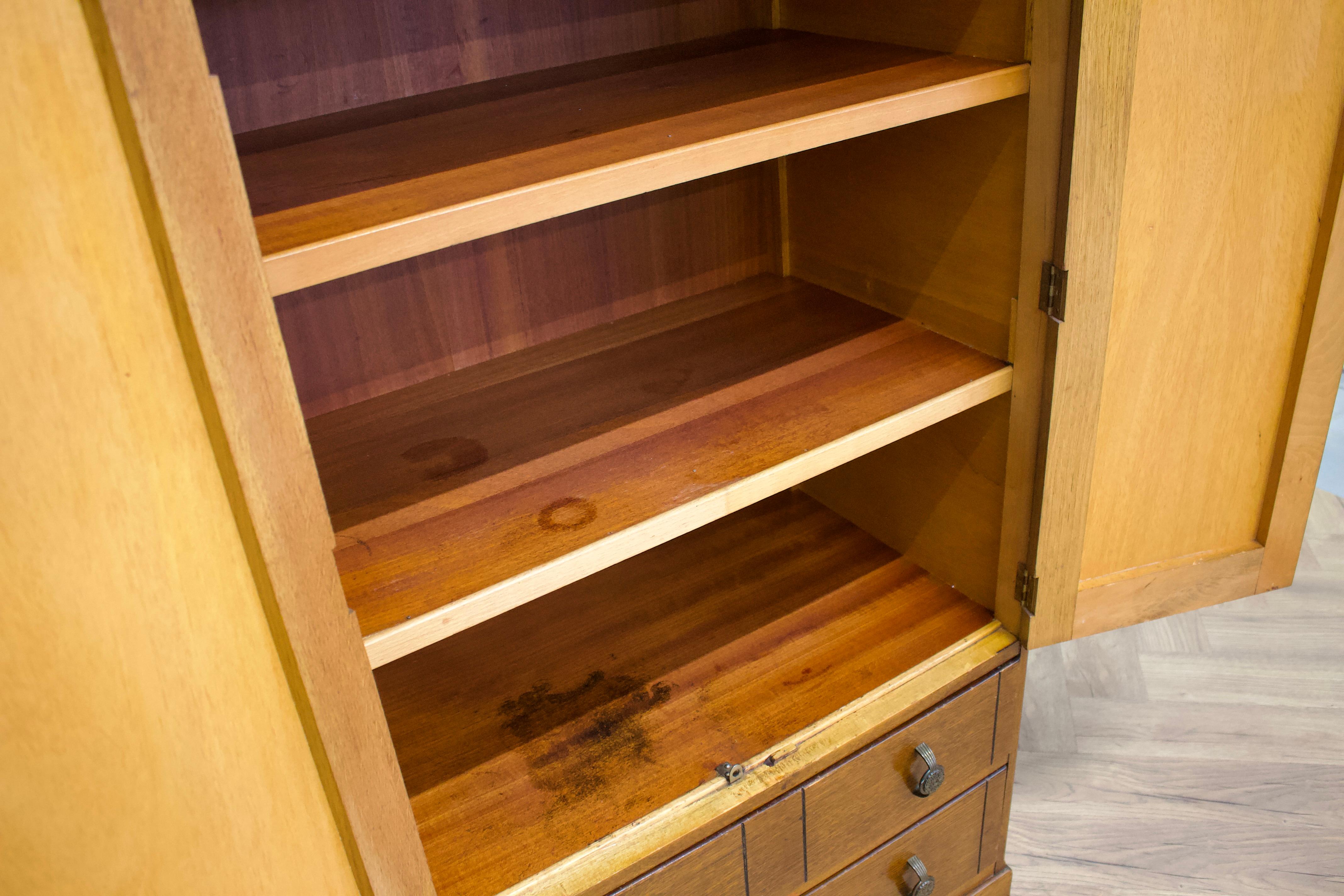 Art Deco Oak Tallboy Linen Cabinet, 1930s For Sale 4