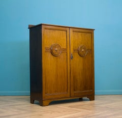 Art Deco Oak Tallboy Linen Cabinet, 1930s