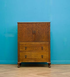 Art Deco Oak Tallboy Linen Cabinet, 1930s