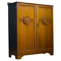 Art Deco Oak Tallboy Linen Cabinet, 1930s