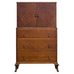 Armadietto portabiancheria in Oak Oak, anni '30, Art Deco