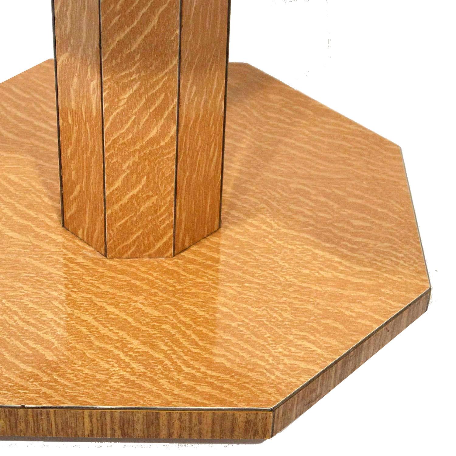 English Art Deco Oak Tiger Wood Blonde Occasional Table