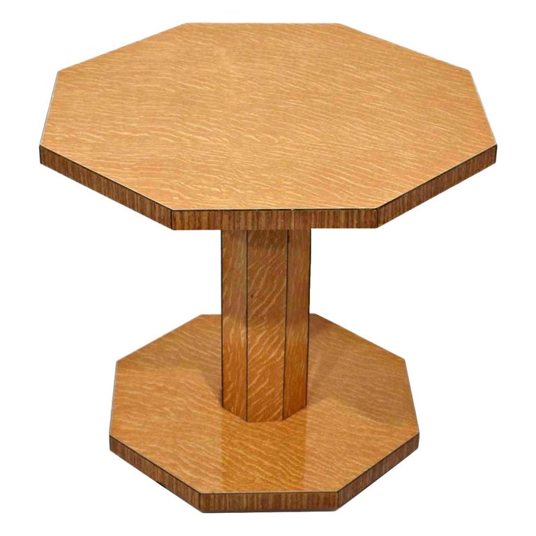 Art Deco Oak Tiger Wood Blonde Occasional Table at 1stDibs