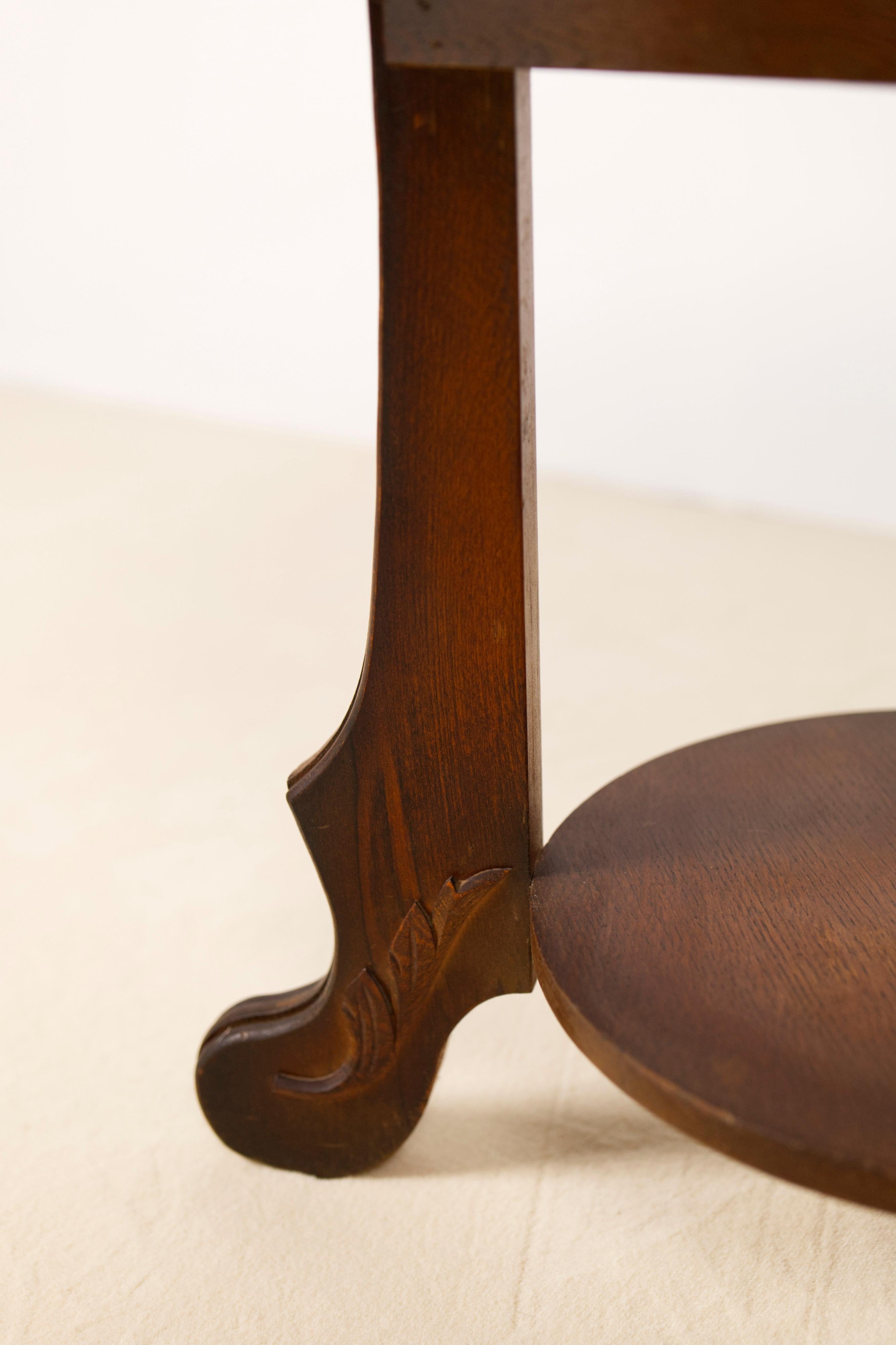 Art Deco Oak two-tiered side table, Belgium 1930's For Sale 7