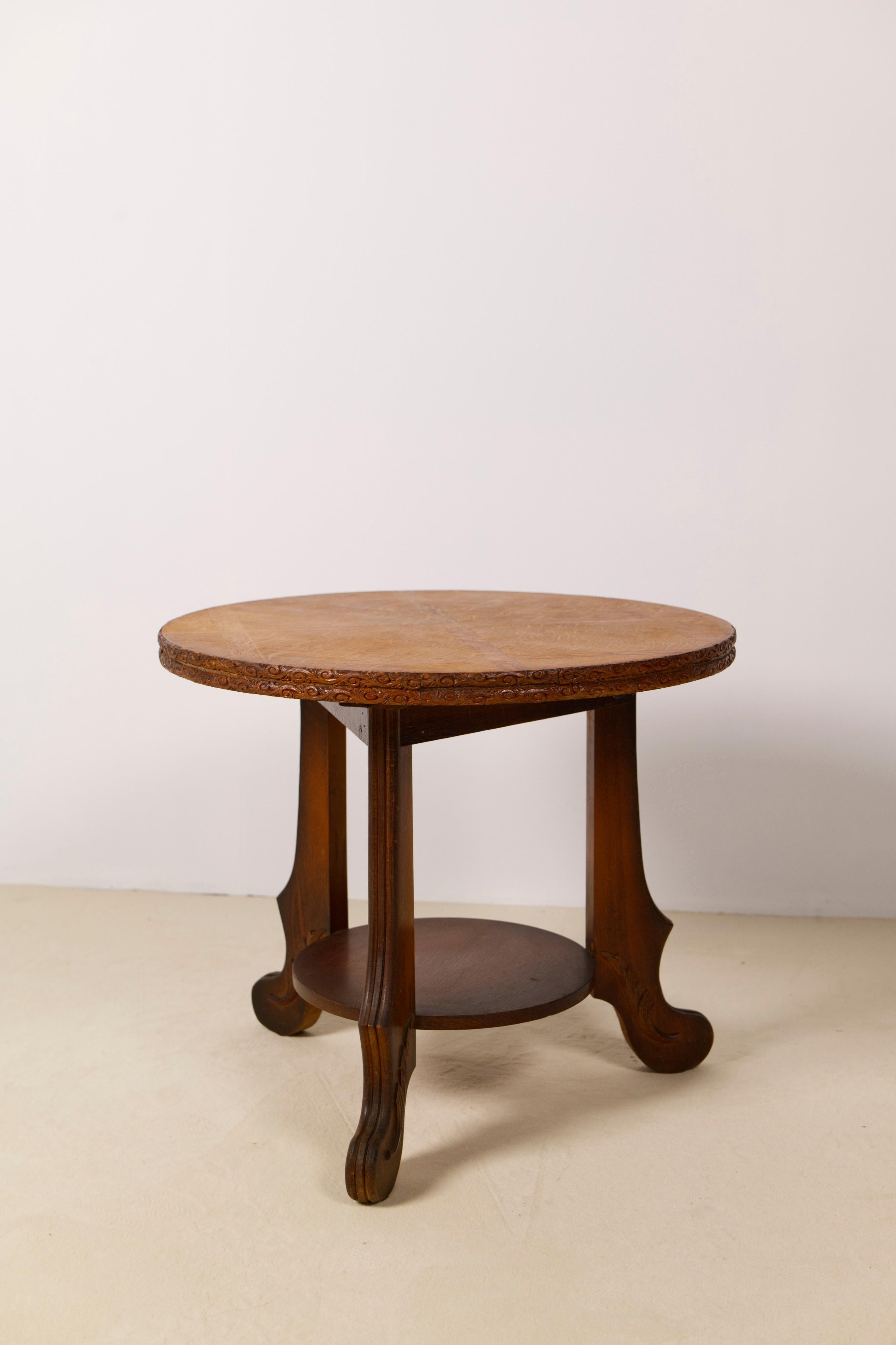 Belgian Art Deco Oak two-tiered side table, Belgium 1930's For Sale