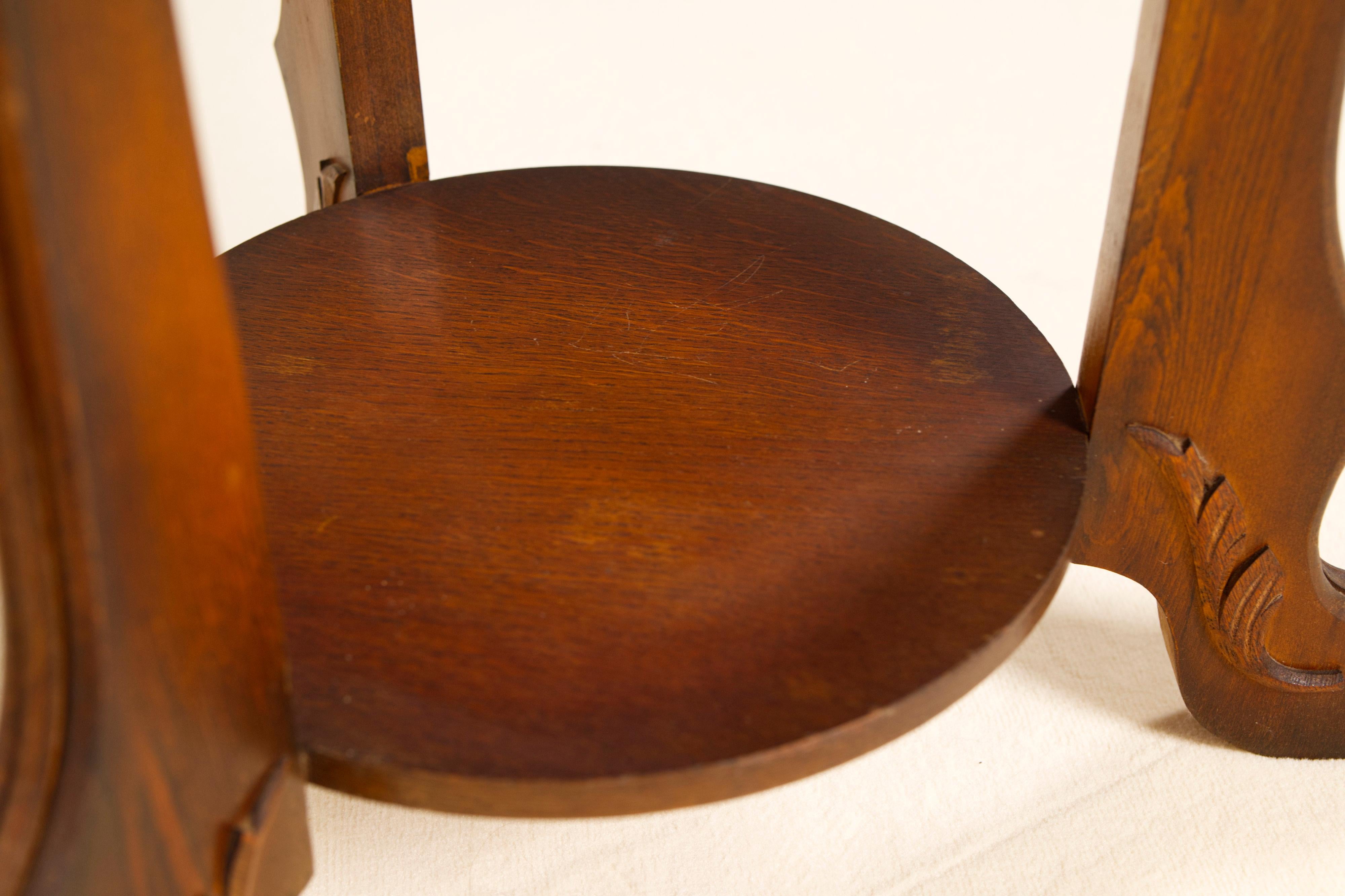 Art Deco Oak two-tiered side table, Belgium 1930's For Sale 3