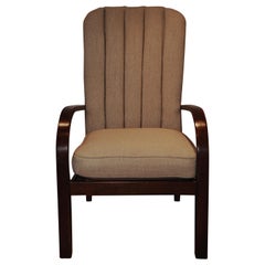 Used 1930's Art Deco Oak Upholstered Lounge Chair by Parker Knoll.