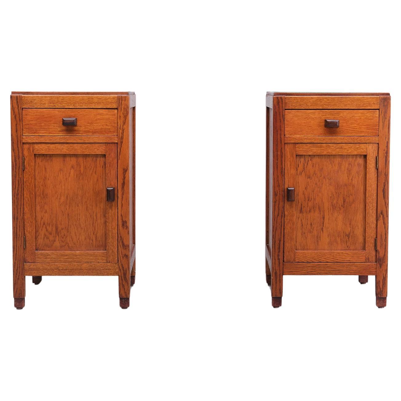 Art Deco Oak wood Night stands 1930s Holland  For Sale