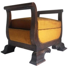 Art Deco Oak Wood Stool with Concealed Storage, 1920s