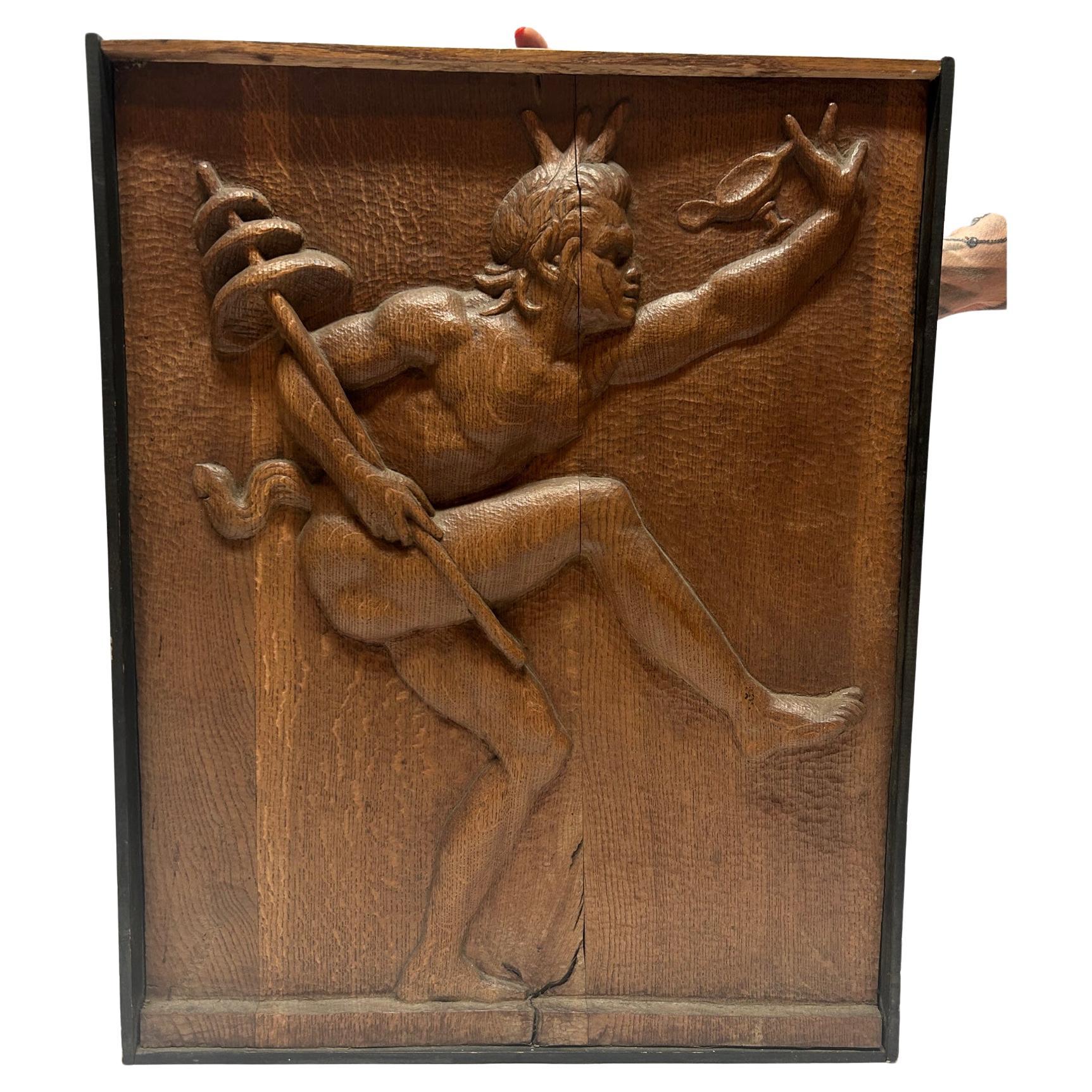 Art Deco Oak Wooden Relief 1920-1930 Greek Inspired For Sale