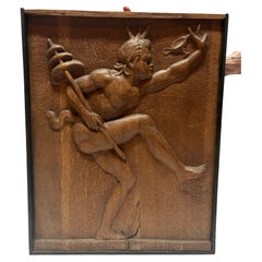 Art Deco Oak Wooden Relief 1920-1930 Greek Inspired