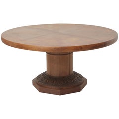 Art Deco Oakwood Round Dining Table 'Extensions Possible'