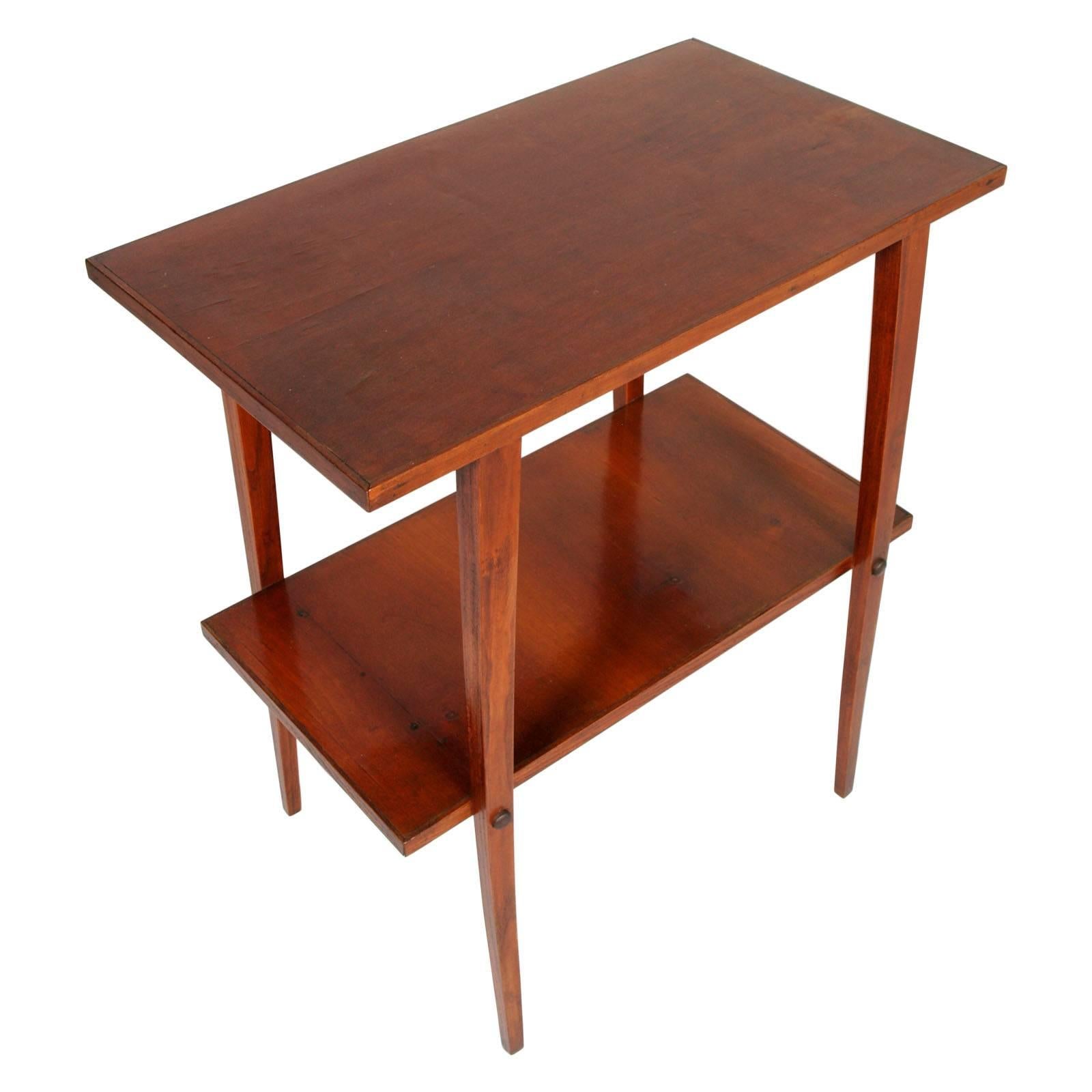 Midcentury  Art Deco style console or occasional side table  in walnut wax polished

Measures cm: H 78 x W 72 x D 41 (internal shelves H 39cm).
