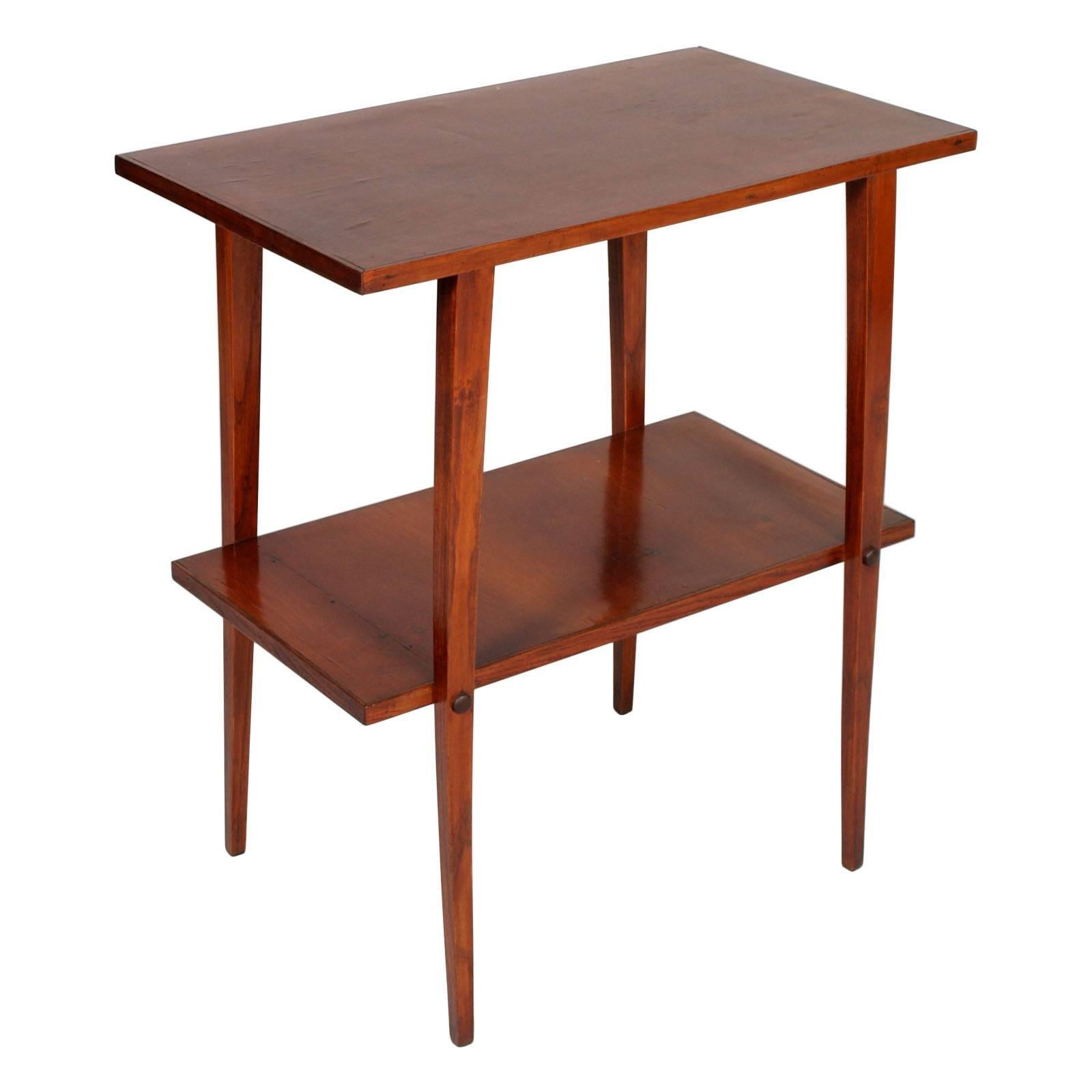 Art Deco two tops occasional Table or Console in walnut wax polished