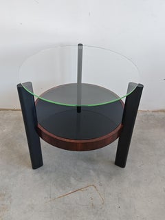 Art Deco Occasional or Hallway Table in beech, mahogany and glass, France 1930s