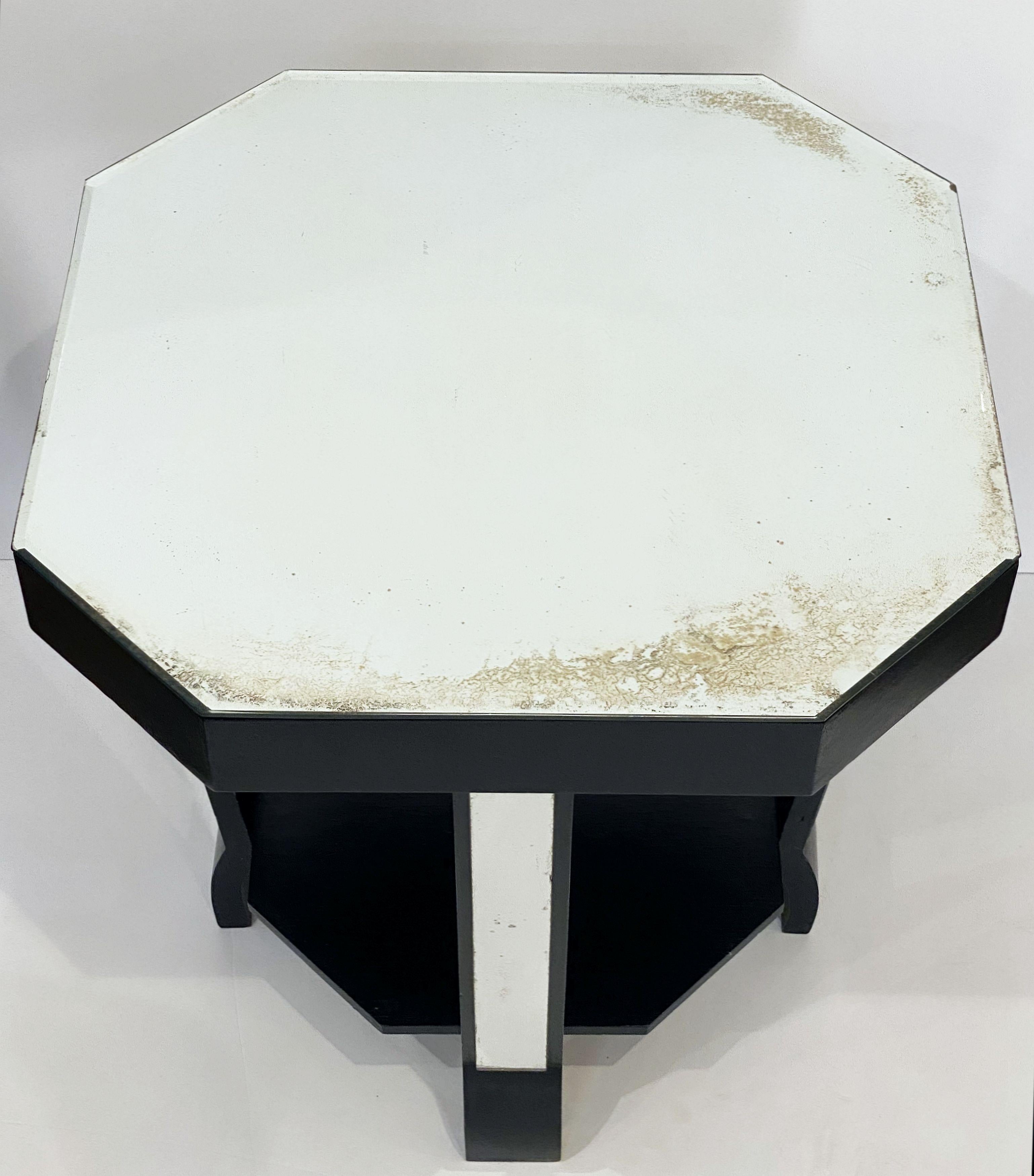 Paint Art Deco Occasional or Side Table with Mirrored Top from England For Sale
