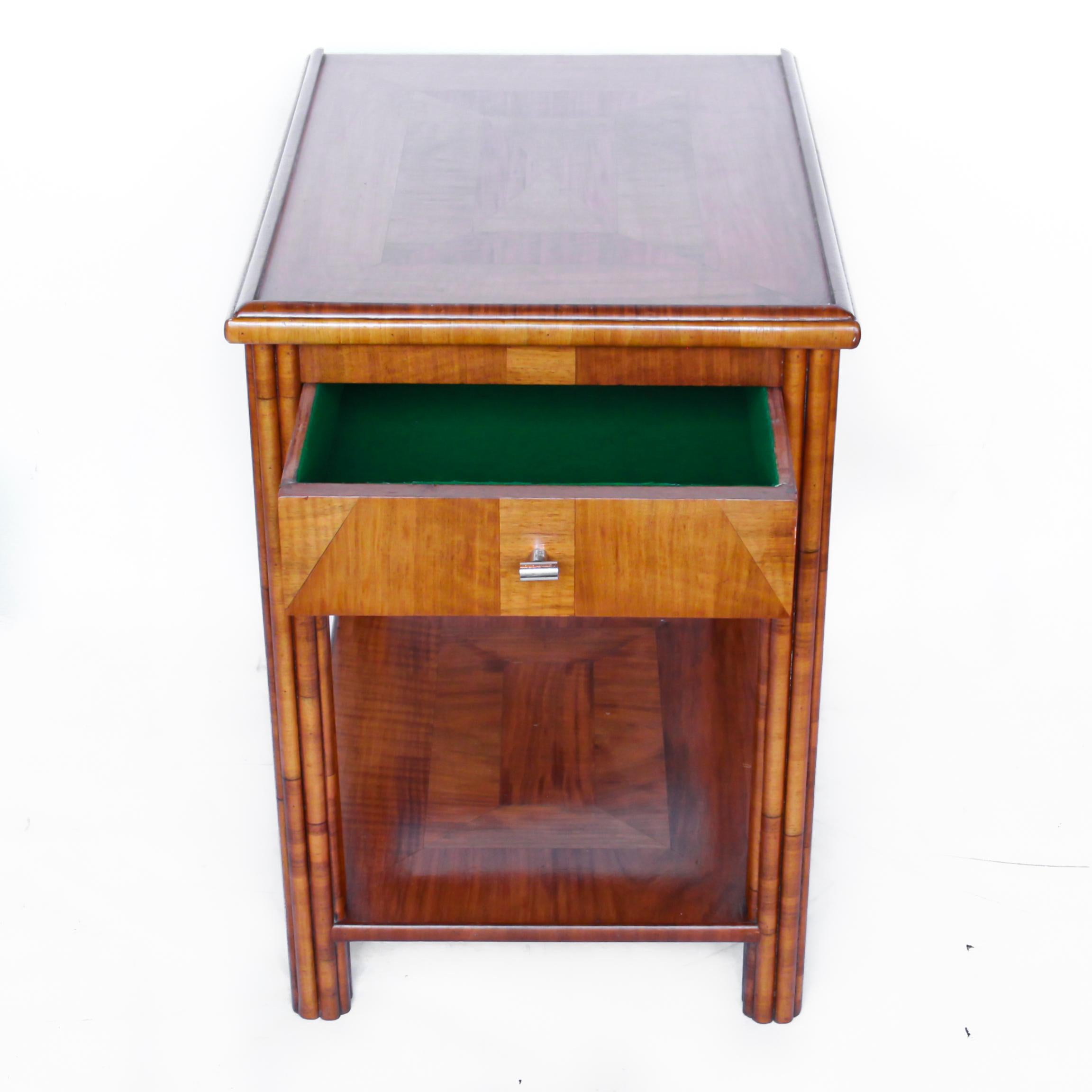 Mid-20th Century Art Deco Occasional Table Walnut with Sliding Tray and Integral Drawer 1930's