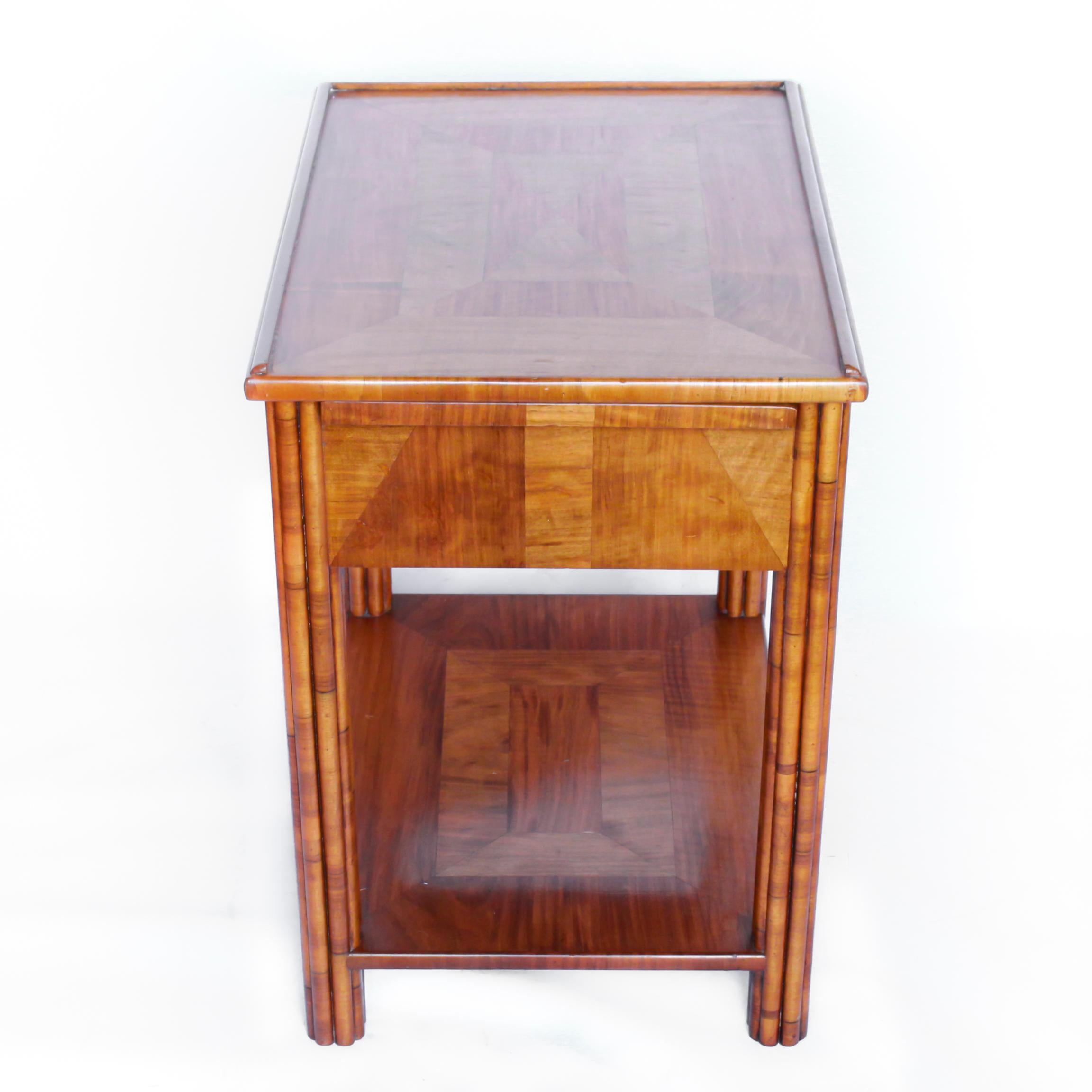 Art Deco Occasional Table Walnut with Sliding Tray and Integral Drawer 1930's 4