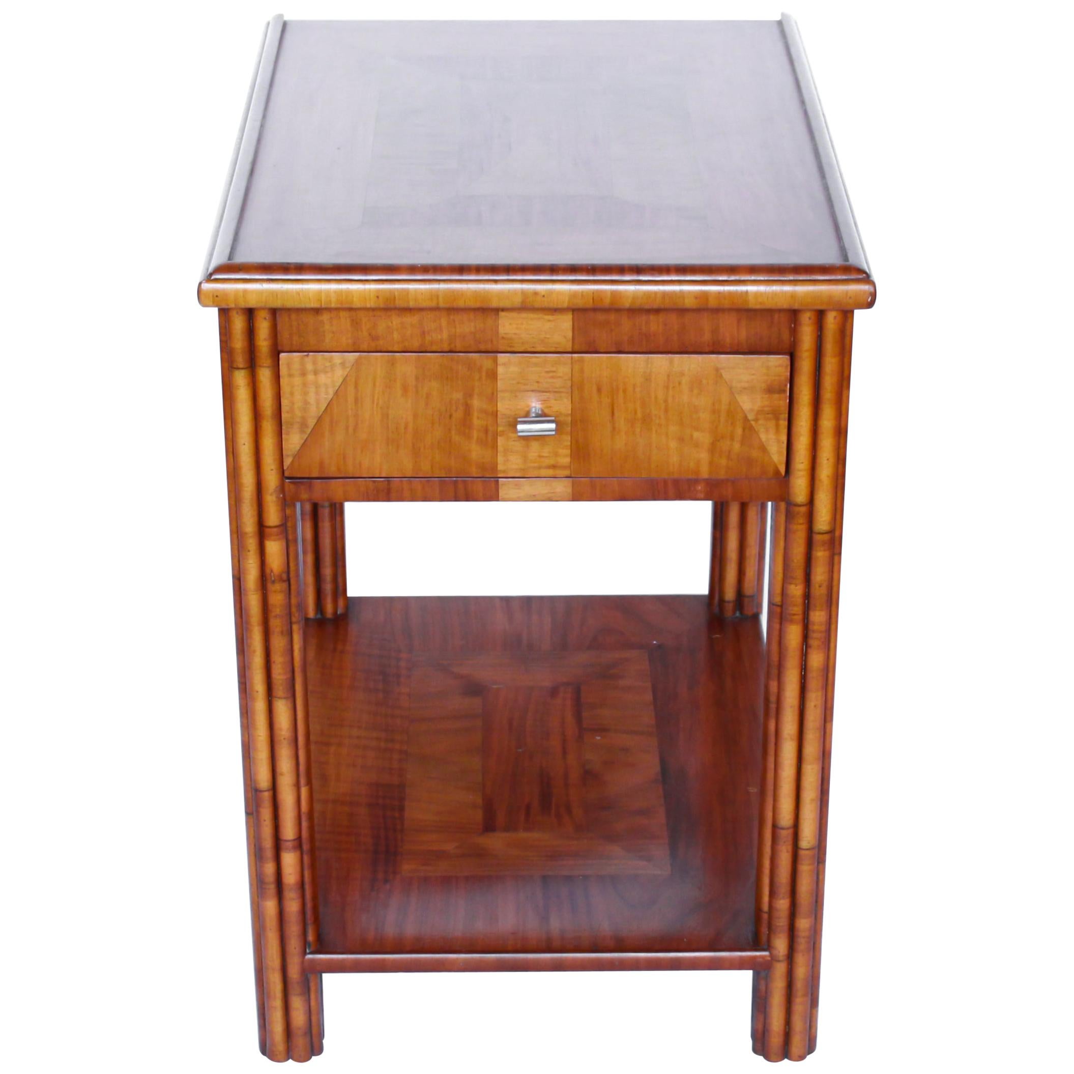 Art Deco Occasional Table Walnut with Sliding Tray and Integral Drawer 1930's