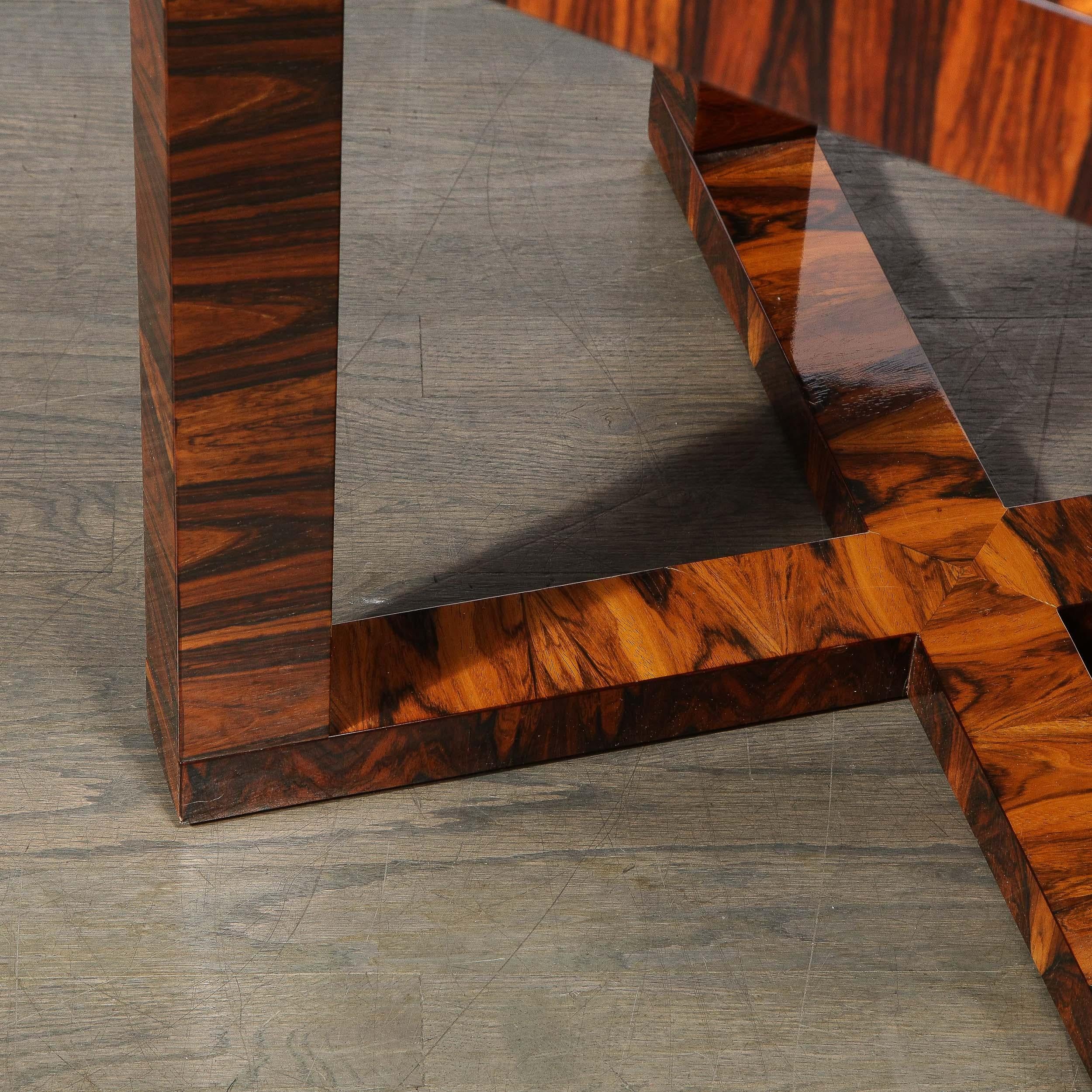 Art Deco Occasional Table in Bookmatched Zebrawood with Walnut & Elm Marquetry For Sale 4
