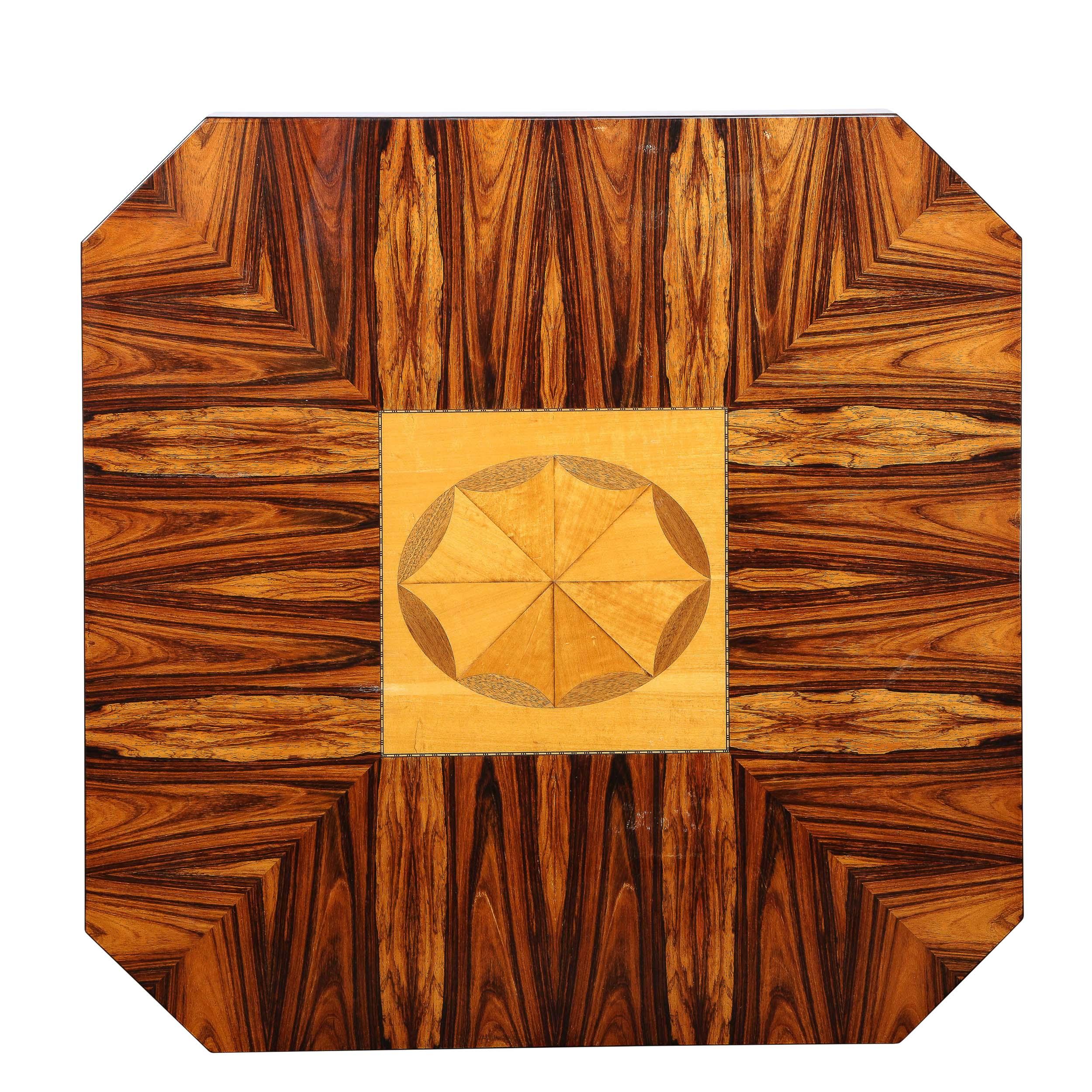 Art Deco Occasional Table in Bookmatched Zebrawood with Walnut & Elm Marquetry For Sale 6