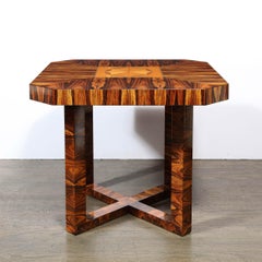 Art Deco Occasional Table in Bookmatched Zebrawood with Walnut & Elm Marquetry