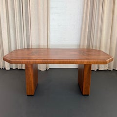 Mesa de comedor con pedestal octogonal de nogal con nudos, estilo Art Déco