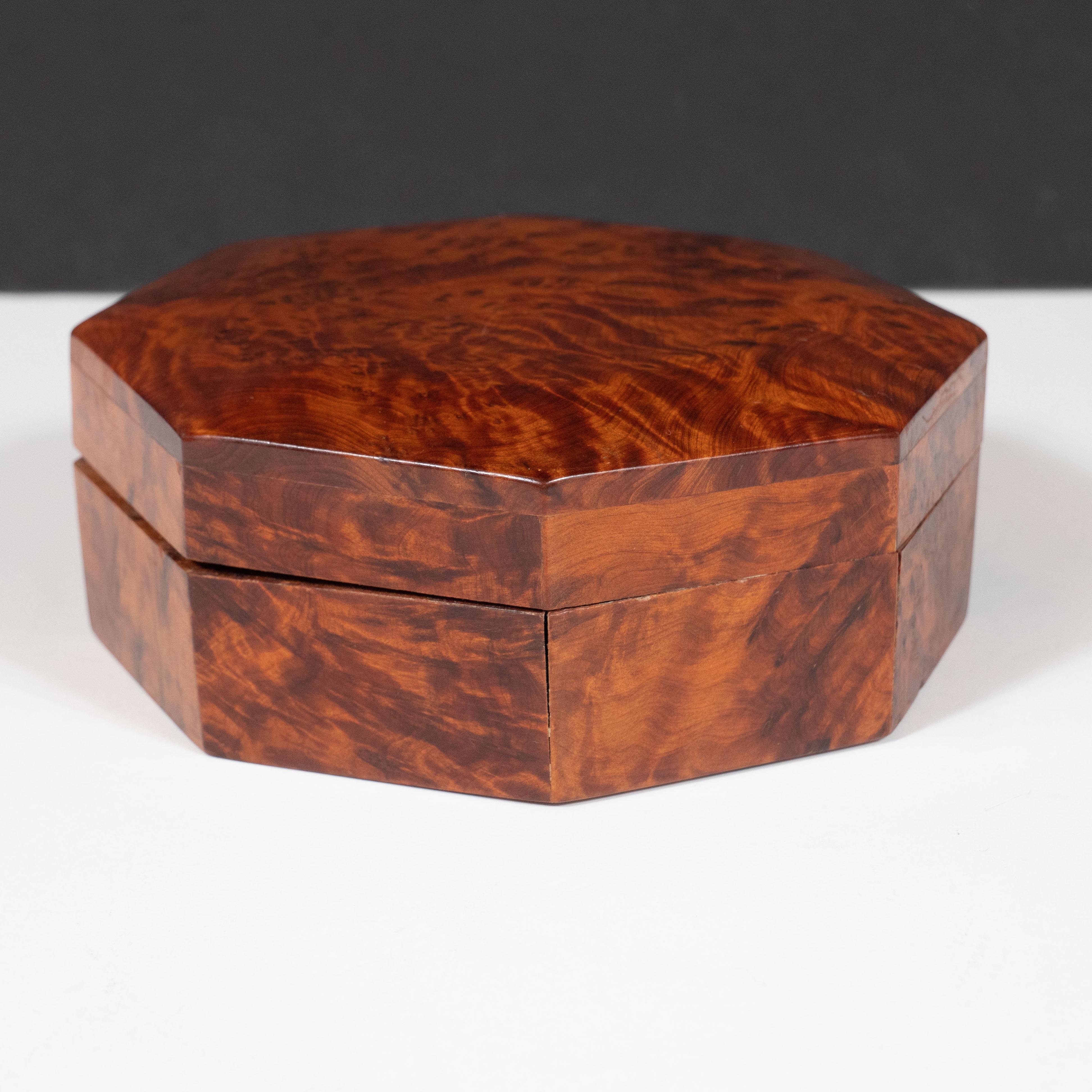 Art Deco Octagonal Burled Carpathian Elm Decorative Box 1