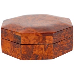 Art Deco Octagonal Burled Carpathian Elm Decorative Box