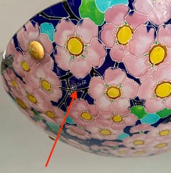 Art Déco Octogonal émaillé w. Suspension en verre aux couleurs vibrantes par Loys Lucha