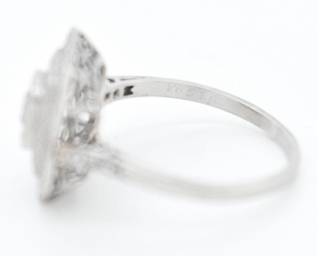 Art Deco Octagonal Engagement Ring, Platinum & Diamonds (French art-deco) For Sale 4