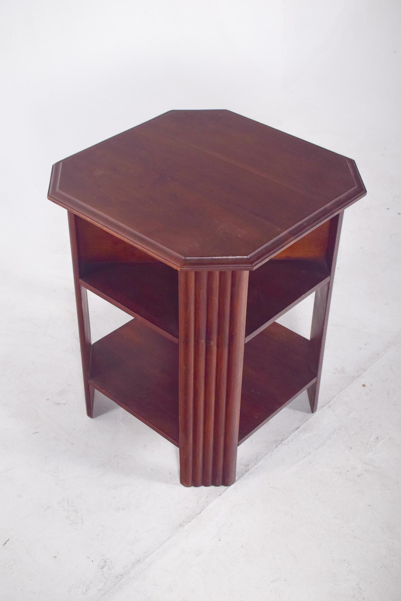 Mid-20th Century Art Deco Octagonal Side Table in Wood For Sale