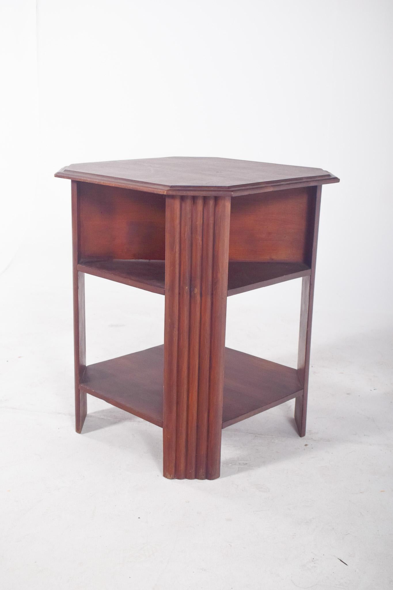 Art Deco Octagonal Side Table in Wood For Sale 4