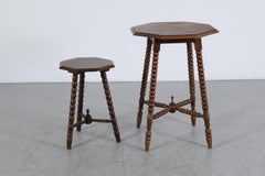 Art Deco Octagonal Side Table with Bobbin Turned Legs and Finial Base