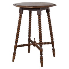 Art Deco Octagonal Side Table with Bobbin Turned Legs and Finial Base