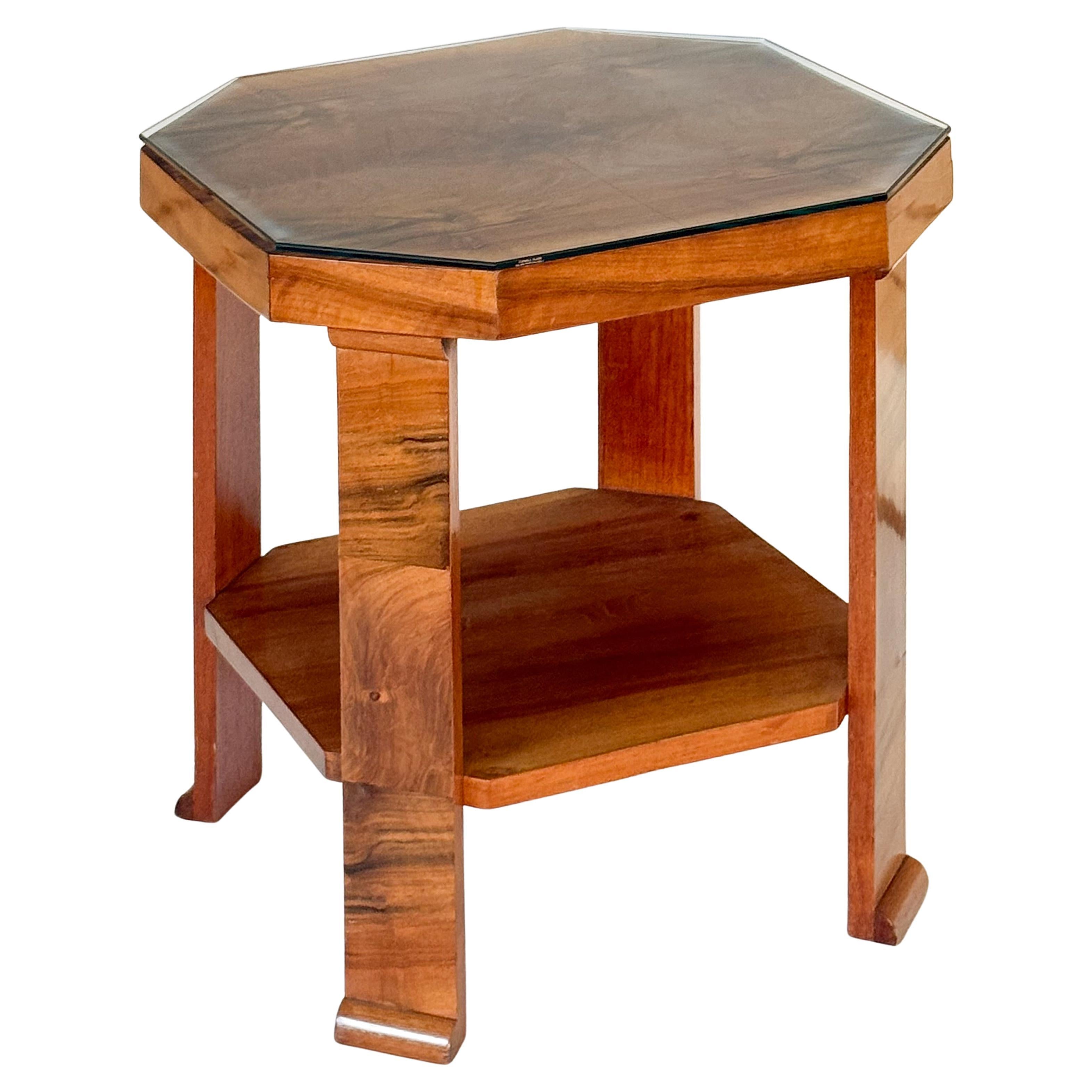 Art Deco Octagonal Side Table with Burr Walnut Veneer from England For Sale