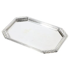 Plateau octogonal Art Déco plaqué argent avec détails imprimés