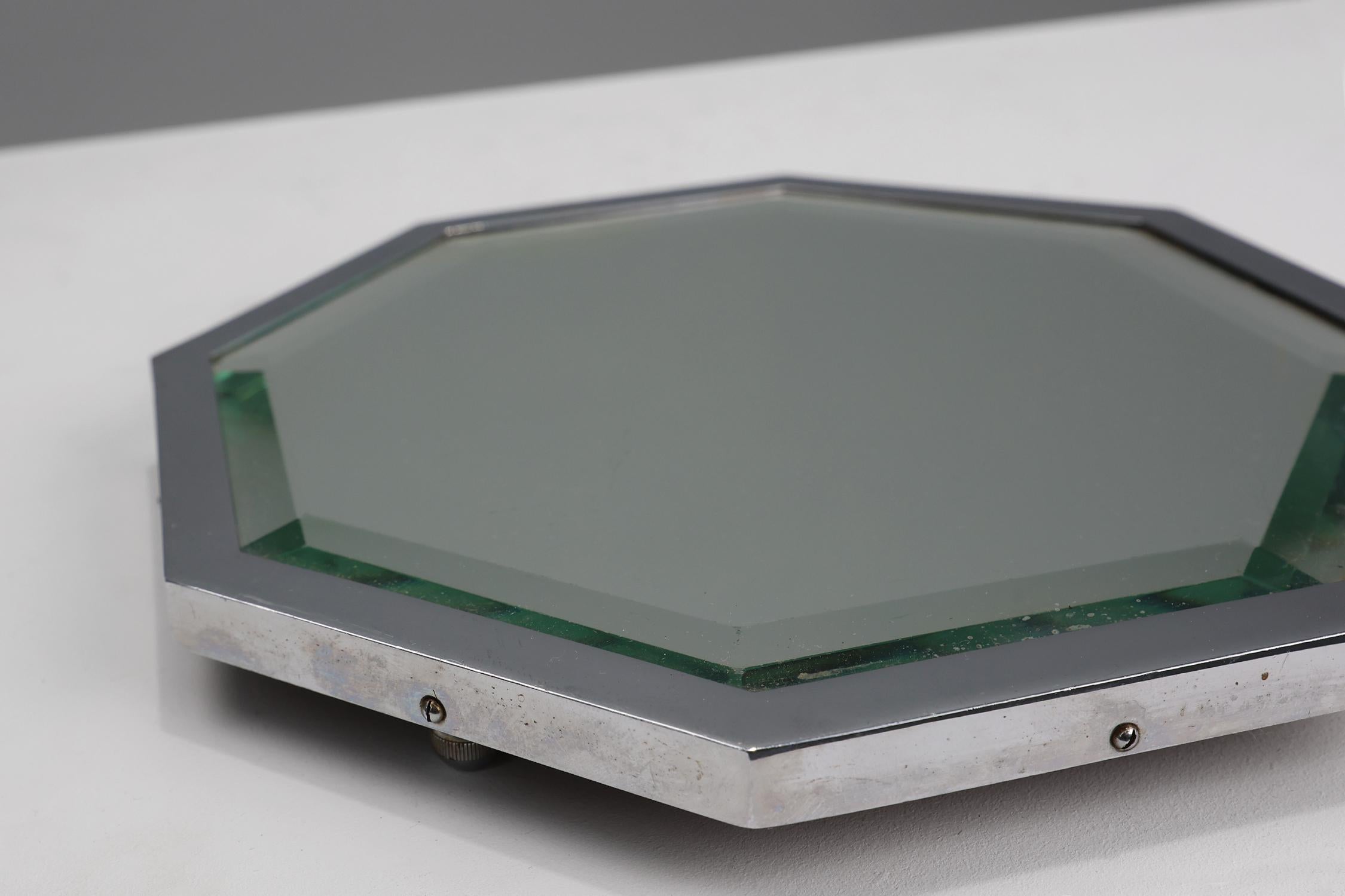 Art Deco octagonal table mirror plateau or cocktail tray, France 1930s In Good Condition For Sale In Meulebeke, BE