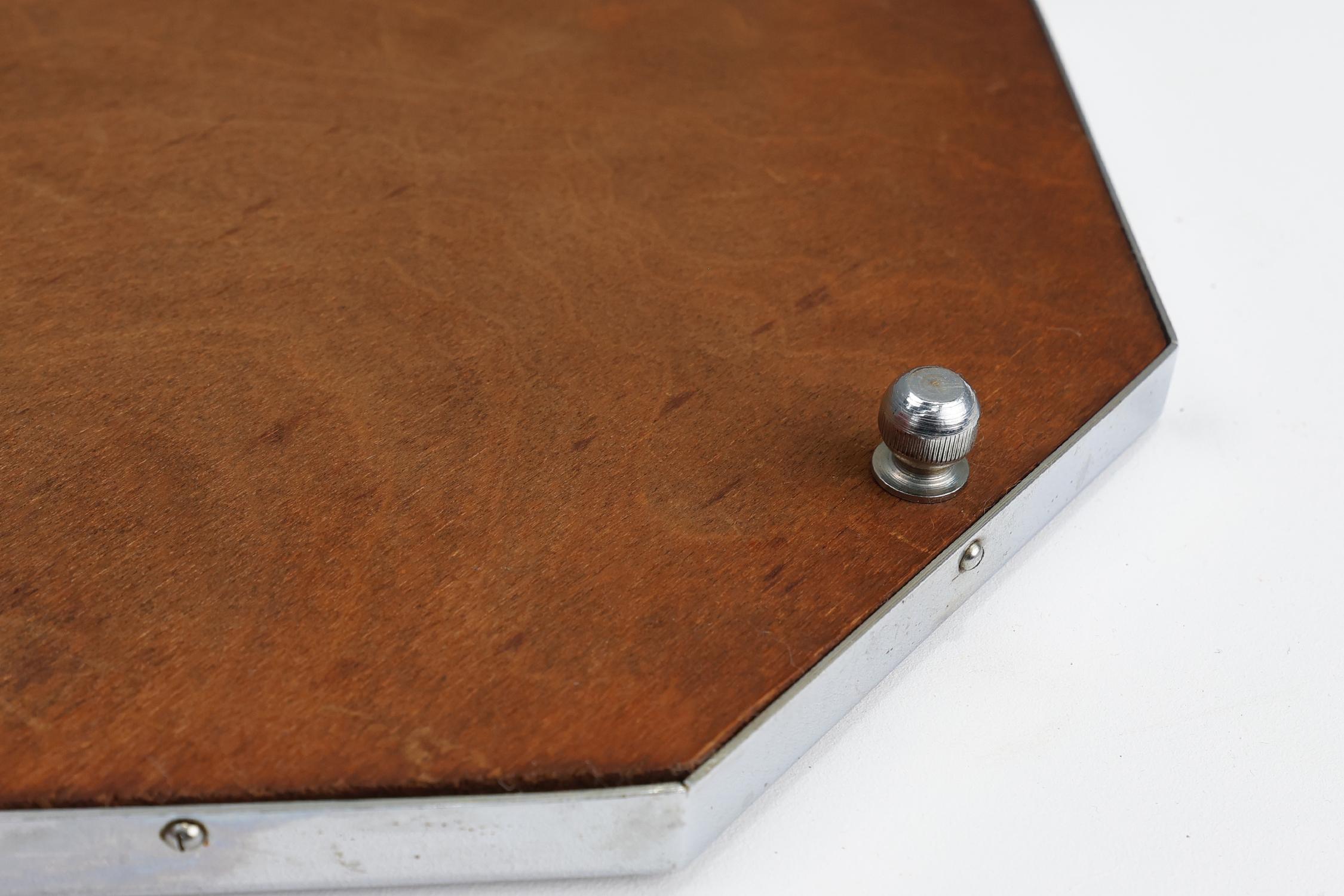 Art Deco octagonal table mirror plateau or cocktail tray, France 1930s For Sale 1