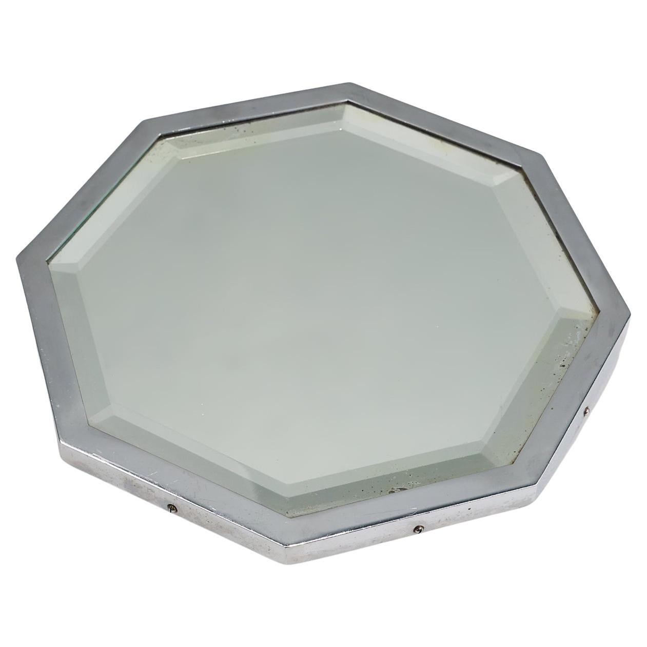 Art Deco octagonal table mirror plateau or cocktail tray, France 1930s For Sale