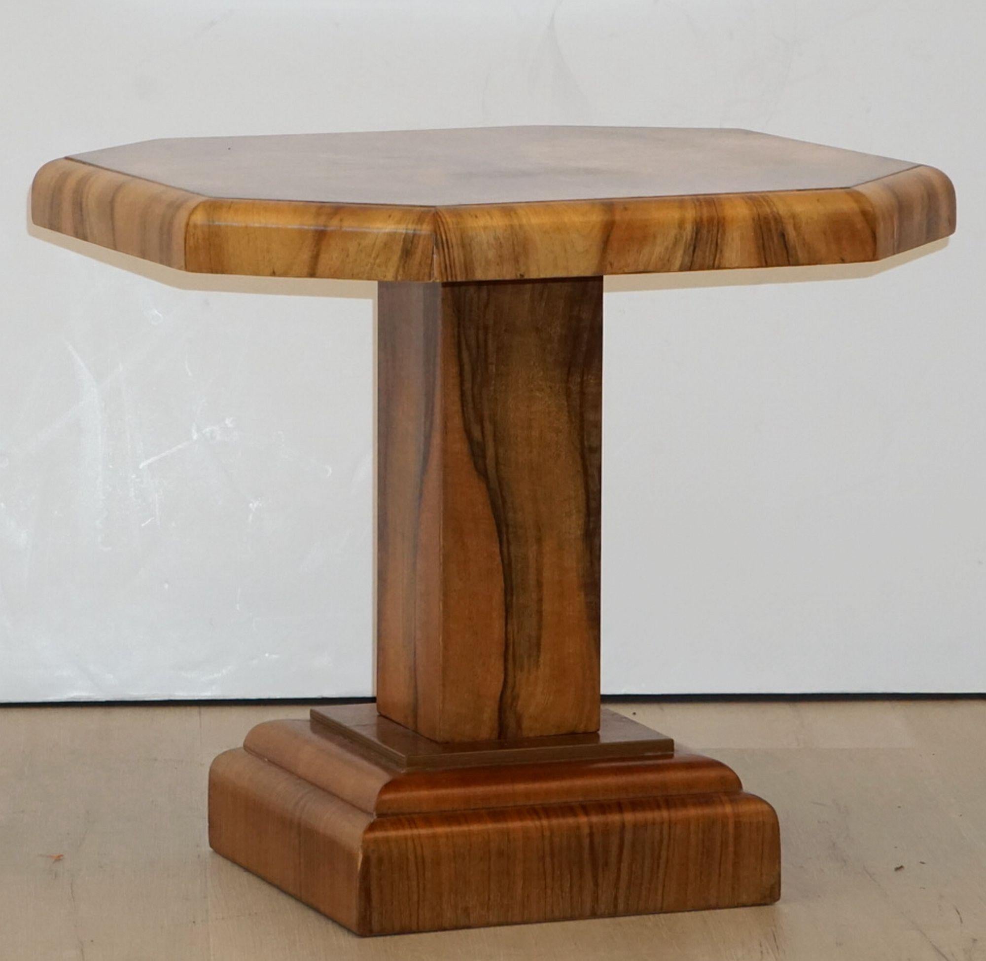 Art Deco Octagonal Table with Burr Walnut Veneer from England 3