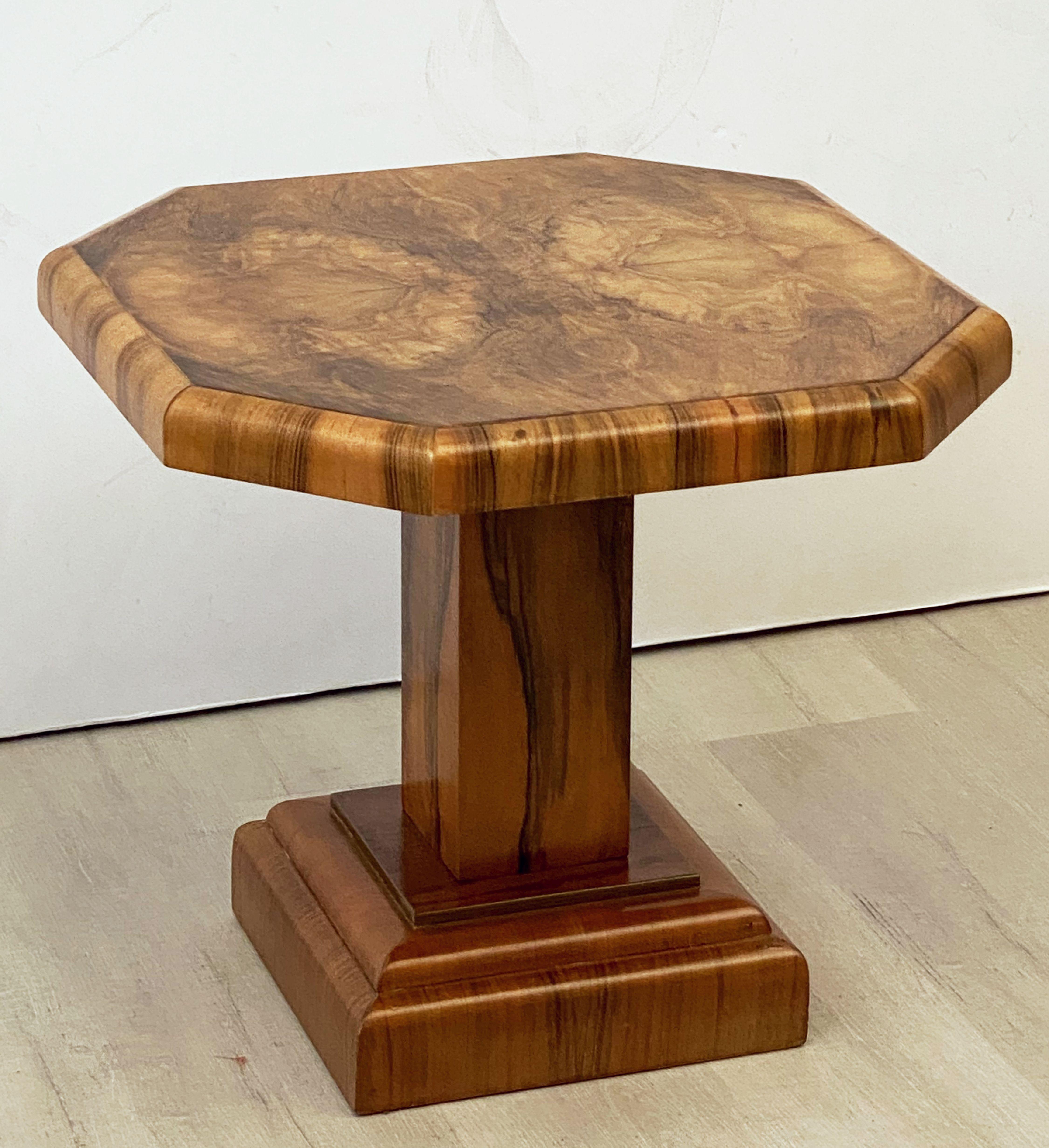 Art Deco Octagonal Table with Burr Walnut Veneer from England 8