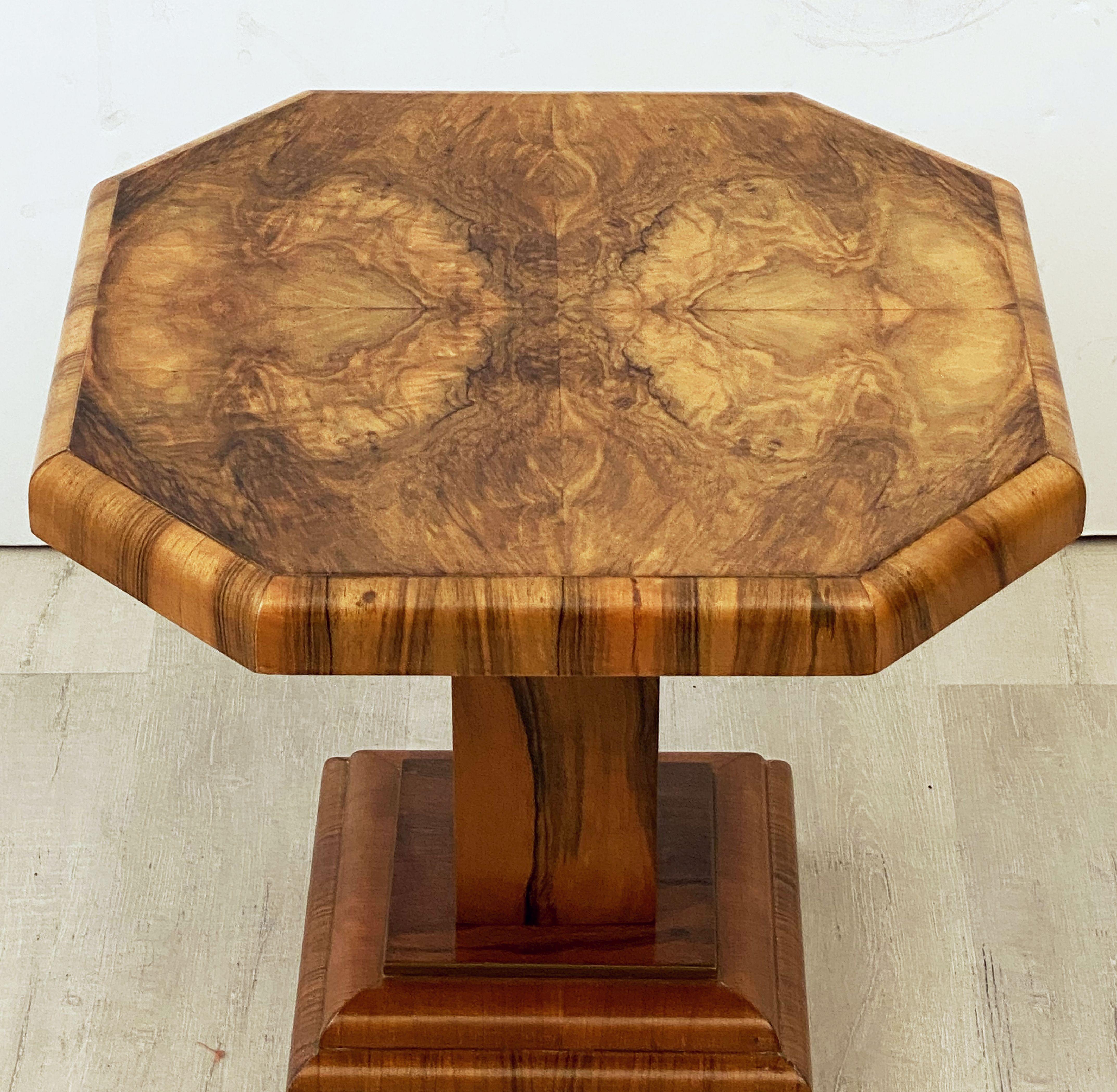 Art Deco Octagonal Table with Burr Walnut Veneer from England 1