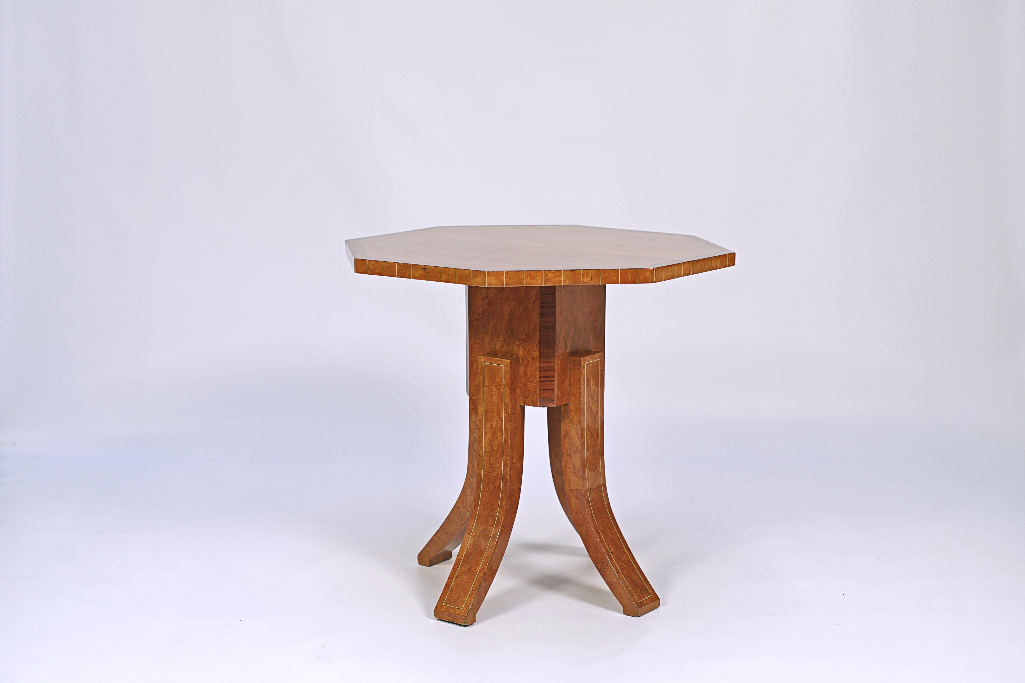 French Art Deco octogonal side table by Michel Dufet For Sale