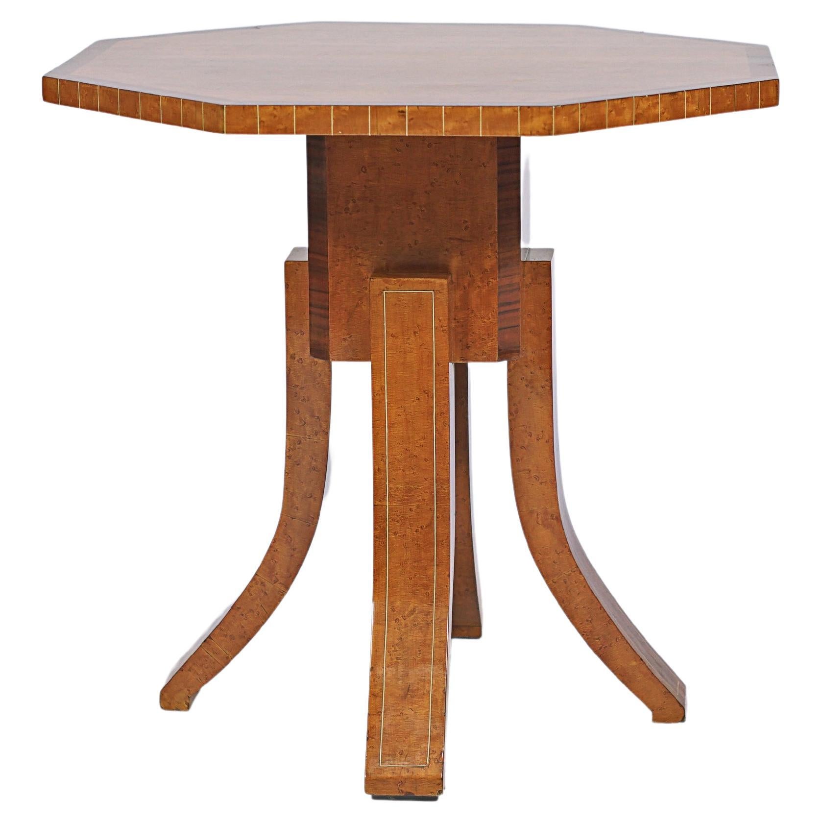 Art Deco octogonal side table by Michel Dufet For Sale