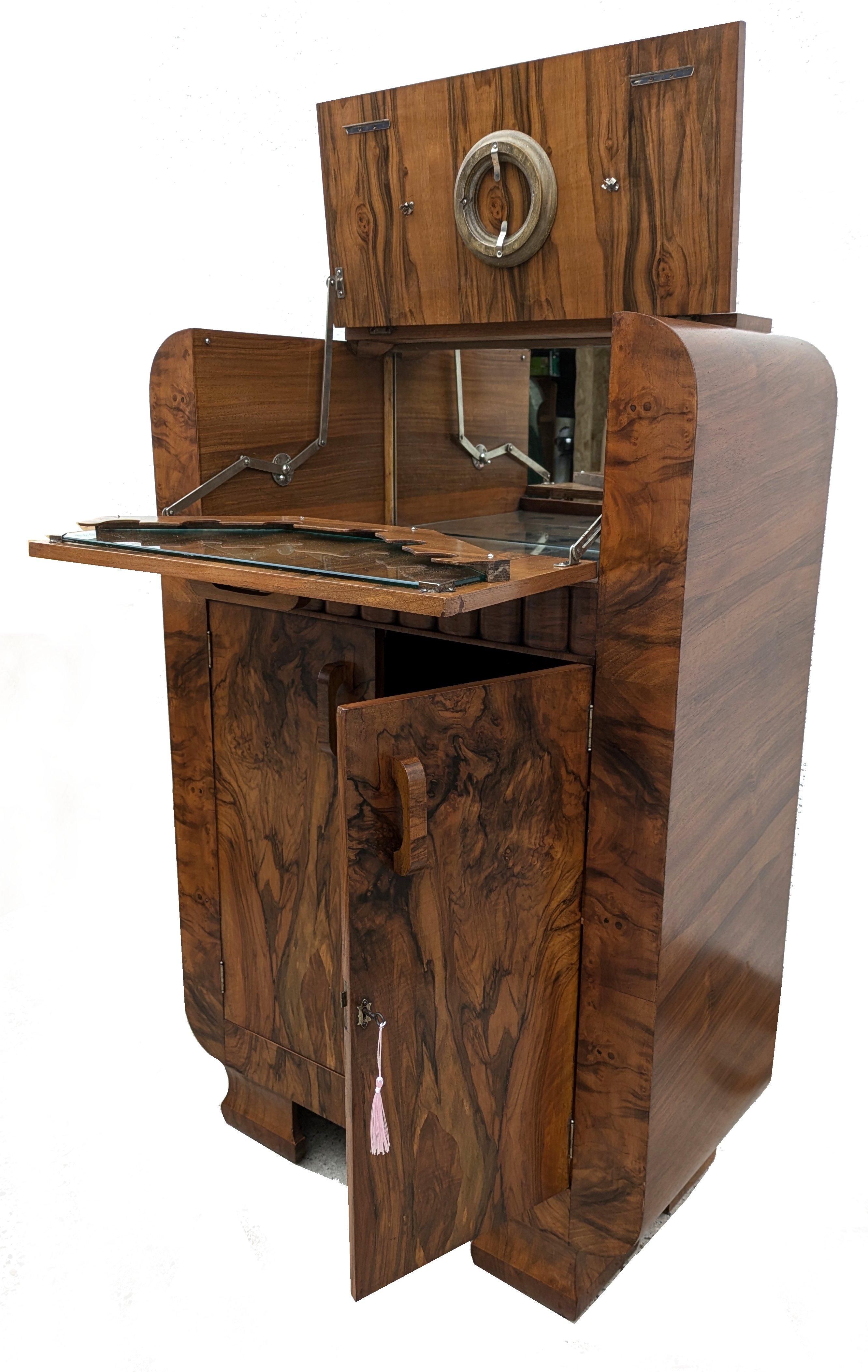 Art Deco Odeon Dry Bar Cocktail Cabinet, English, c1930 5
